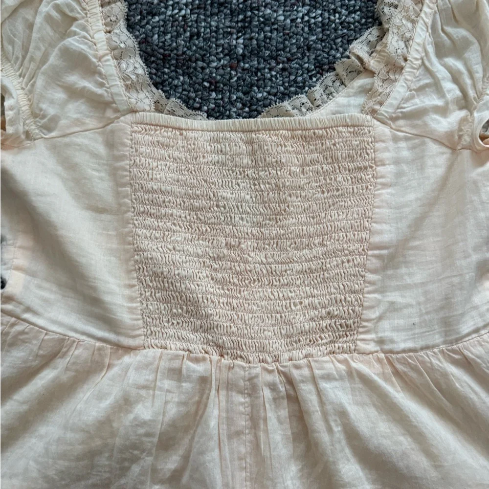 Babydoll Coquette Feminine Soft girl Urban Outfitters Peach Lace Romper Size XS - Picture 8 of 8